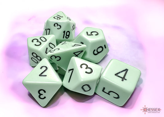 Opaque - Pastel Green/Black - Polyhedral 7-Die Set