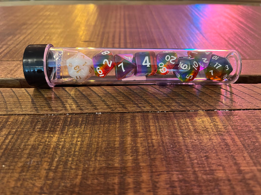 Rainbow Translucent Polyhedral Dice Set - English - SRD002