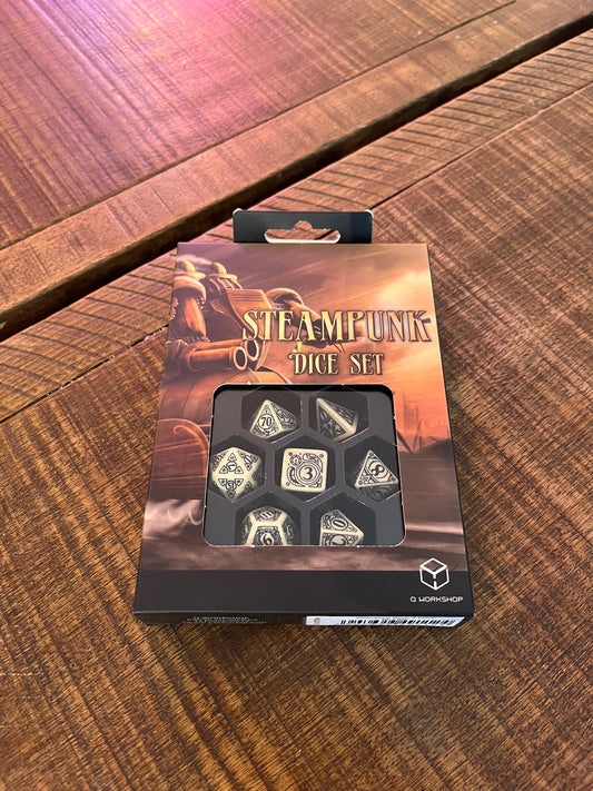 Steampunk Beige & black Dice Set - English - QWS001