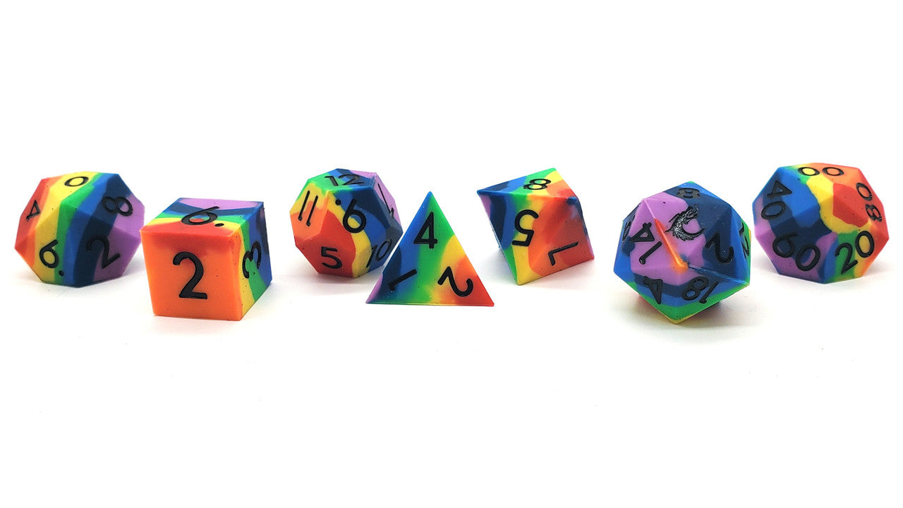 Rainbow Silicon 7-Piece Dice Set -  - OSDSIL-04